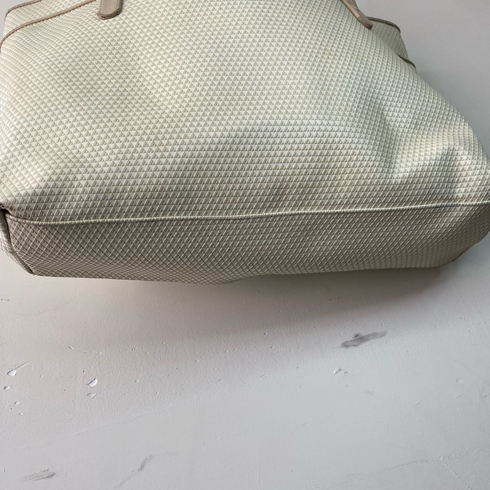 Vintage 1983 Liz Claiborne Textured Tote Bag Cream Tan - Picture 12 of 14